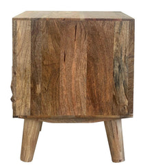 Wooden Twist Nucleus Carved Mango Wood Bedside Table - WoodenTwist