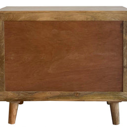 Wooden Twist Pentagonal Hand Carved Mango Wood Bedside Table with 2 Doors - WoodenTwist