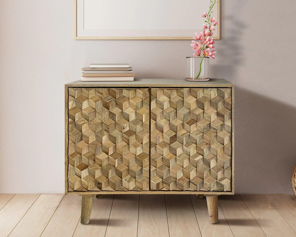 A Pentagonal Design in Hand Carved Mango Wood