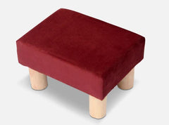 Solid Wood Foot Stool In Velvet Red Colour - WoodenTwist