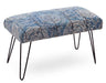 Mango Wood Bench In Cotton Navy Blue Colour With Metal Legs - WoodenTwist