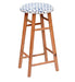 Round Mango Wood Bar Stool In Cotton Blue Colour - WoodenTwist