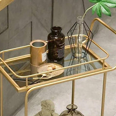 Close-up of Glass Top on Rectangle Trolley