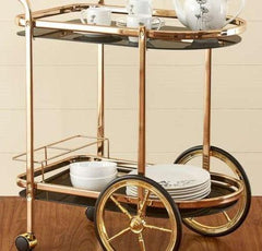 Latvia Gold Bar cart Trolley 2 Tier (Iron) - WoodenTwist