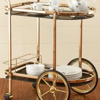 Elegant and Stylish Latvia Golden Bar Cart Trolley 2 Tier - WoodenTwist