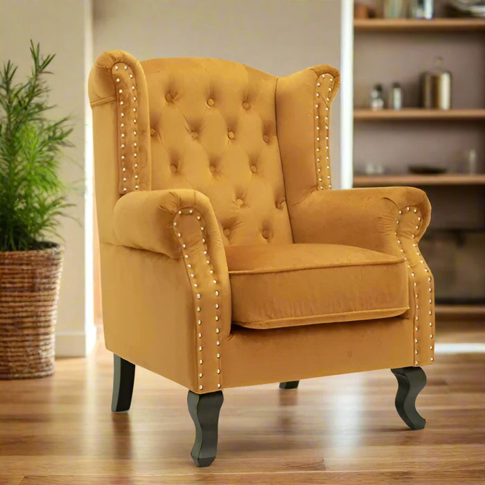 Wooden Twist Modern Majestic Wing Chair Elegant Seating