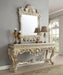 Wooden Twist Hand Carved Traditional Style Teak Wood Console Table With Mirror Silver Leaf (Golden Finish) - WoodenTwist