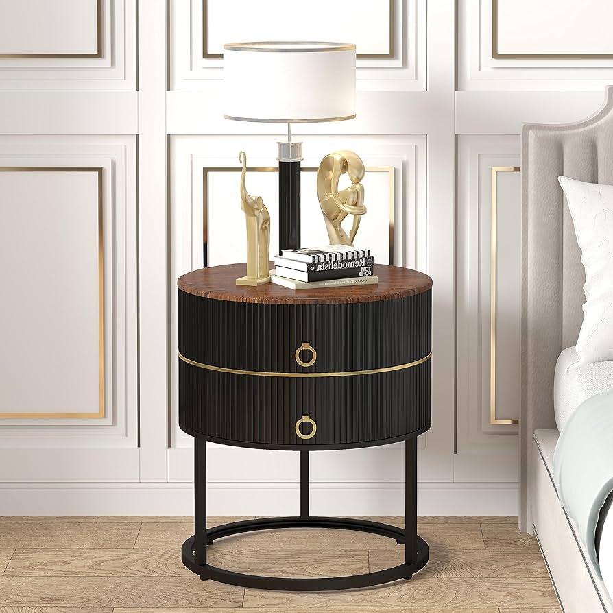 Luxurious Round Iron Side Table - Black