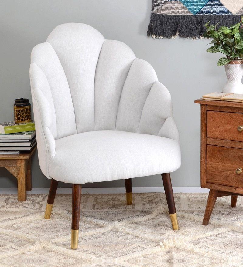 Mango Wood Peacock Chair In Cotton Grey Colour - WoodenTwist