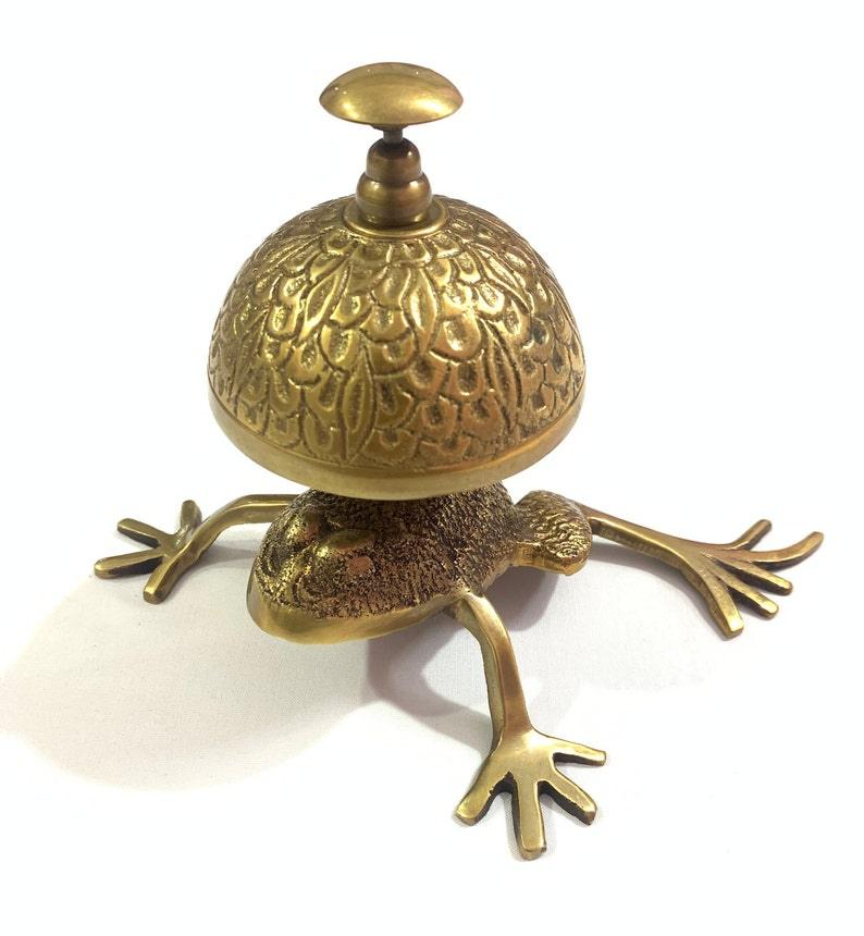 Brass Frog Style Ornate Hotel Counter Bell - WoodenTwist