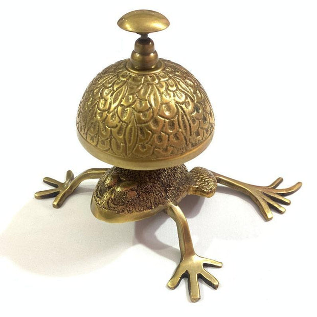 Brass Frog Style Ornate Hotel Counter Bell - WoodenTwist