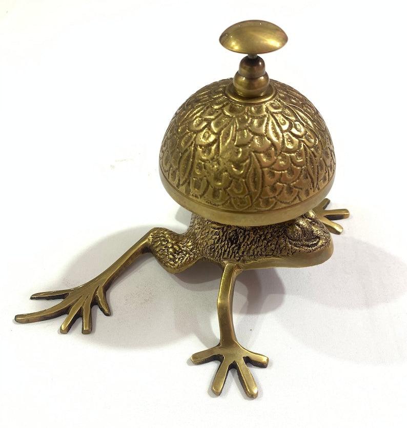 Brass Frog Style Ornate Hotel Counter Bell - WoodenTwist