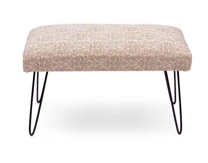 Mango Wood Bench In Cotton Grey Colour With Metal Legs - WoodenTwist