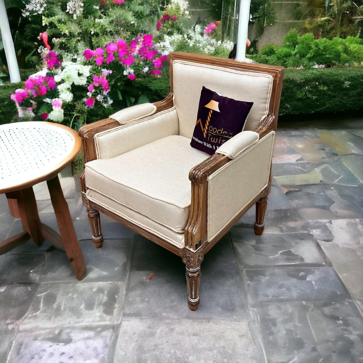 Handmade Teak Wood Lodge Armchair