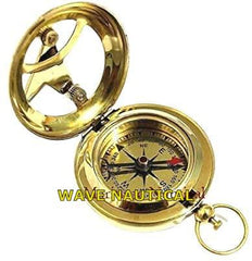 NAUTICAL SUNDIAL BRASS COMPASS VINTAGE ANTIQUE MARITIME NAVIGATION COMPASS GIFT - WoodenTwist