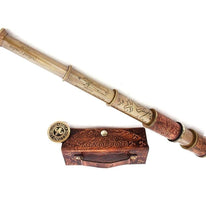 ANTIQUE BRASS TELESCOPE MARINE NAUTICAL LEATHER PIRATE SPYGLASS VINTAGE SCOPE - WoodenTwist