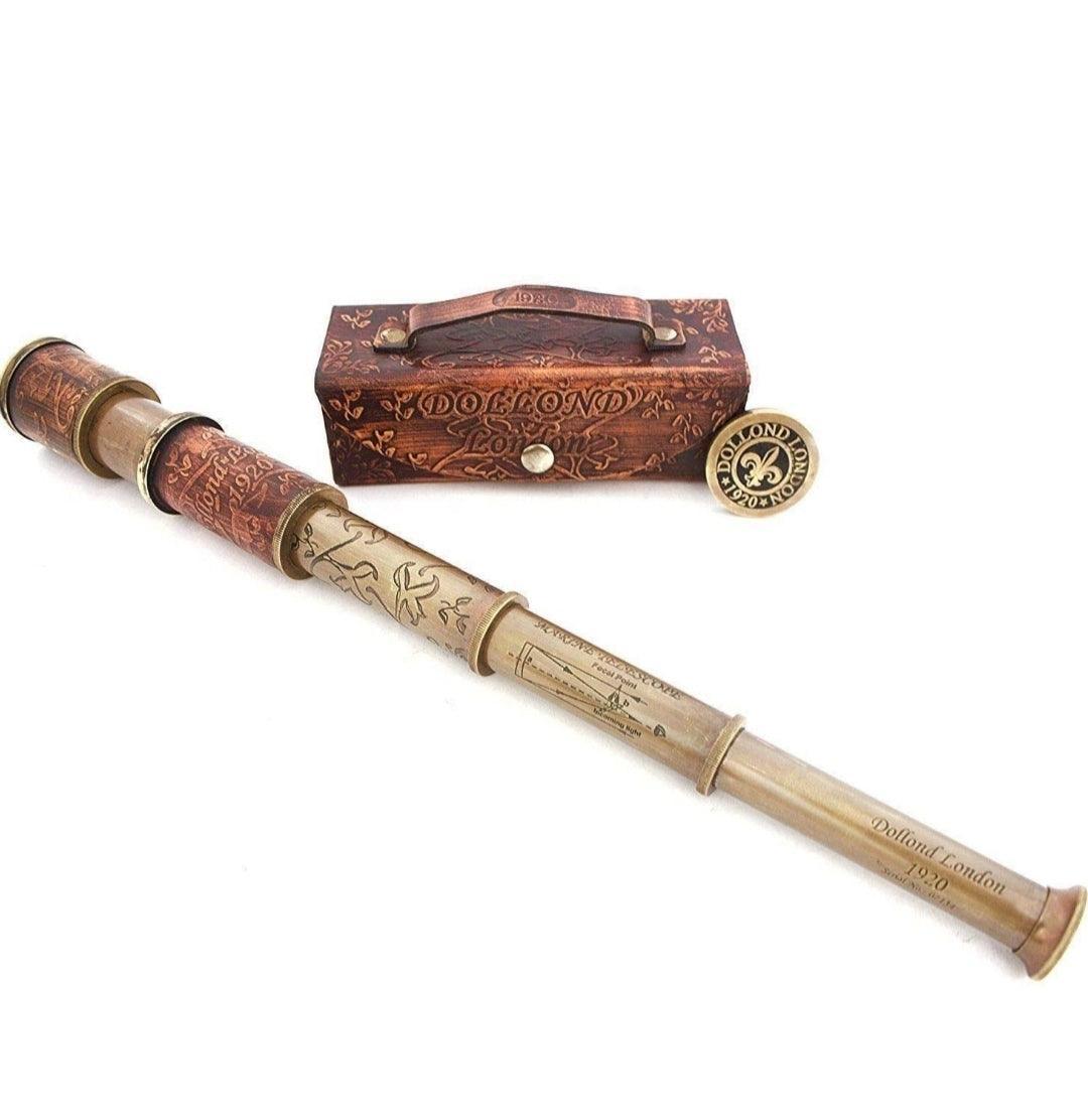 Antique Brass Leather Telescope
