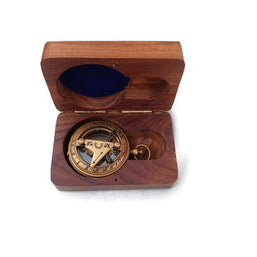 Brass Sundial Compass Vintage Pocket Style Nautical Antique Gift - WoodenTwist