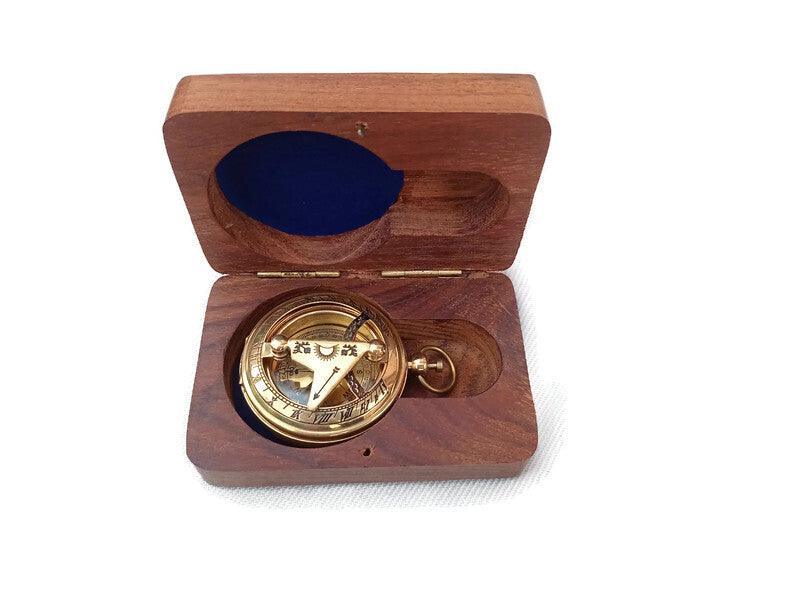 Brass Sundial Pocket Compass