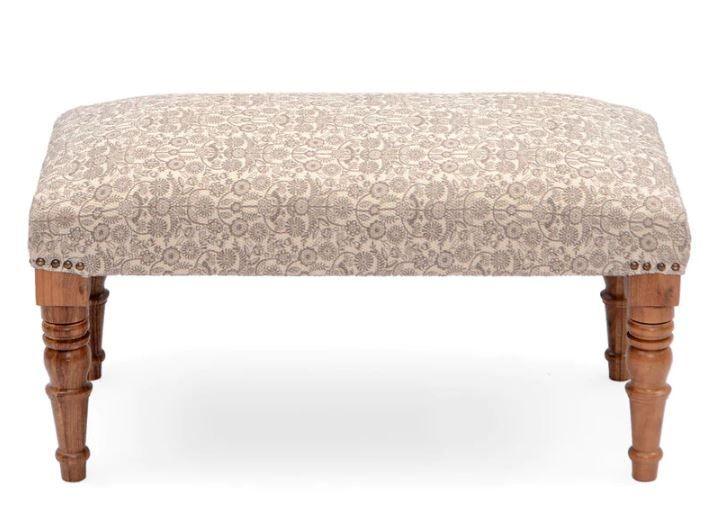 Mango Wood Bench In Cotton Grey Colour - WoodenTwist