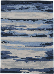 Carpet Navy Wool & Viscose Abstract Hand-Tufted - WoodenTwist