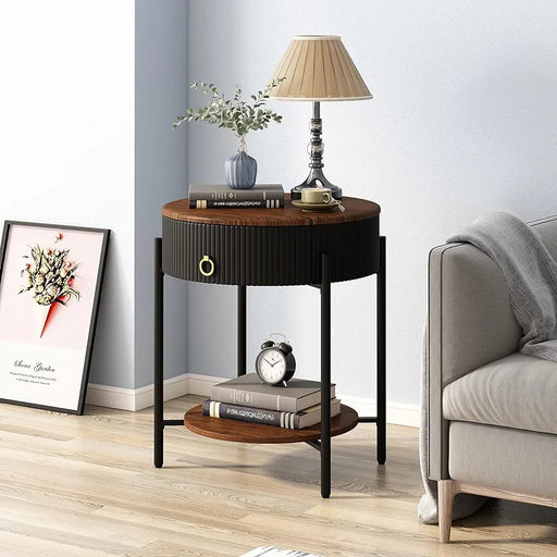 Wooden Top Side Table - Space-Saving Design