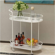 Modern Oval Iron Trolley with White Marble Top