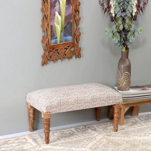 Mango Wood Bench In Cotton Grey Colour - WoodenTwist