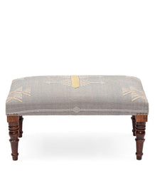 Mango Wood Bench In Cotton Grey Colour - WoodenTwist