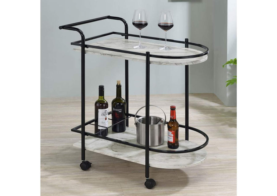 Marble Shelves on a Black Iron Frame