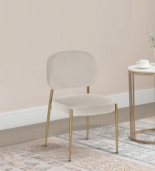 Dining Chair Gold With Off White Fabric Finish - WoodenTwist