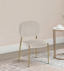 Dining Chair Gold With Off White Fabric Finish - WoodenTwist