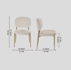 Dining Chair Gold With Off White Fabric Finish - WoodenTwist