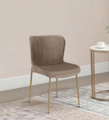 Dining Chair Golden With Grey Fabric Finish - WoodenTwist