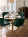 Dining Chair Golden With Dark Green Fabric Finish - WoodenTwist