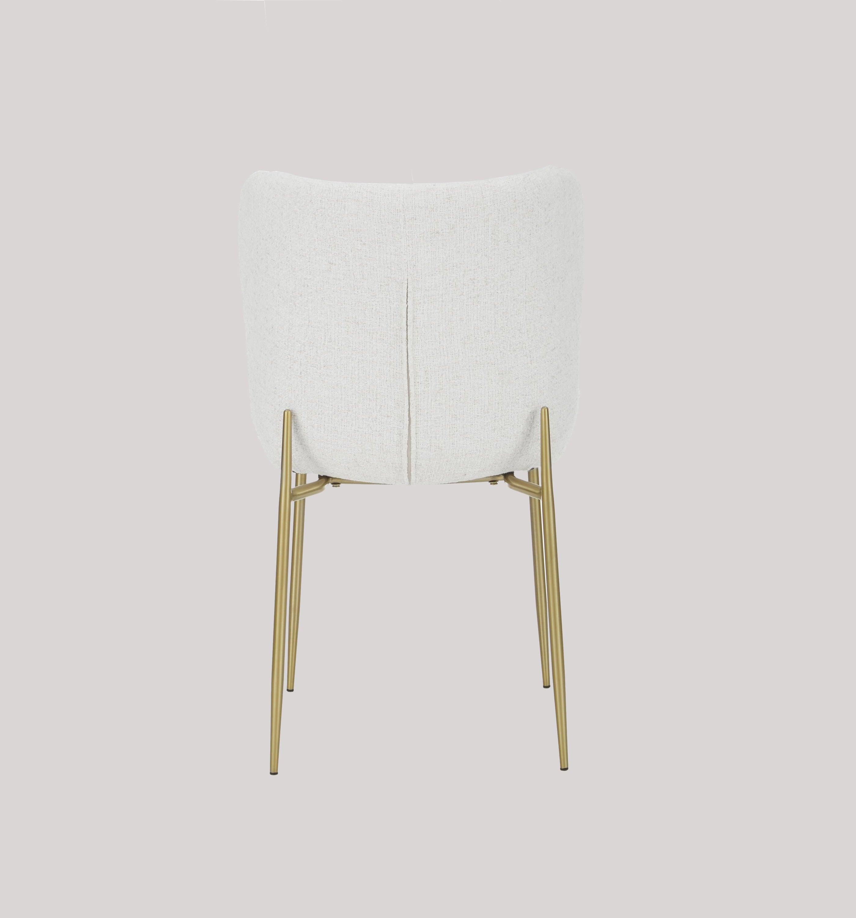 Dining Chair Golden With White Fabric Finish - WoodenTwist