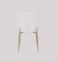 Dining Chair Golden With White Fabric Finish - WoodenTwist