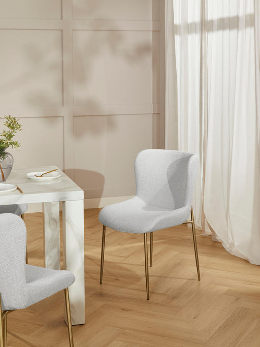 Dining Chair Golden With White Fabric Finish - WoodenTwist