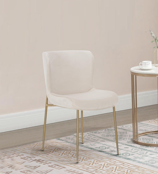 Dining Chair Golden With Off White Fabric Finish - WoodenTwist