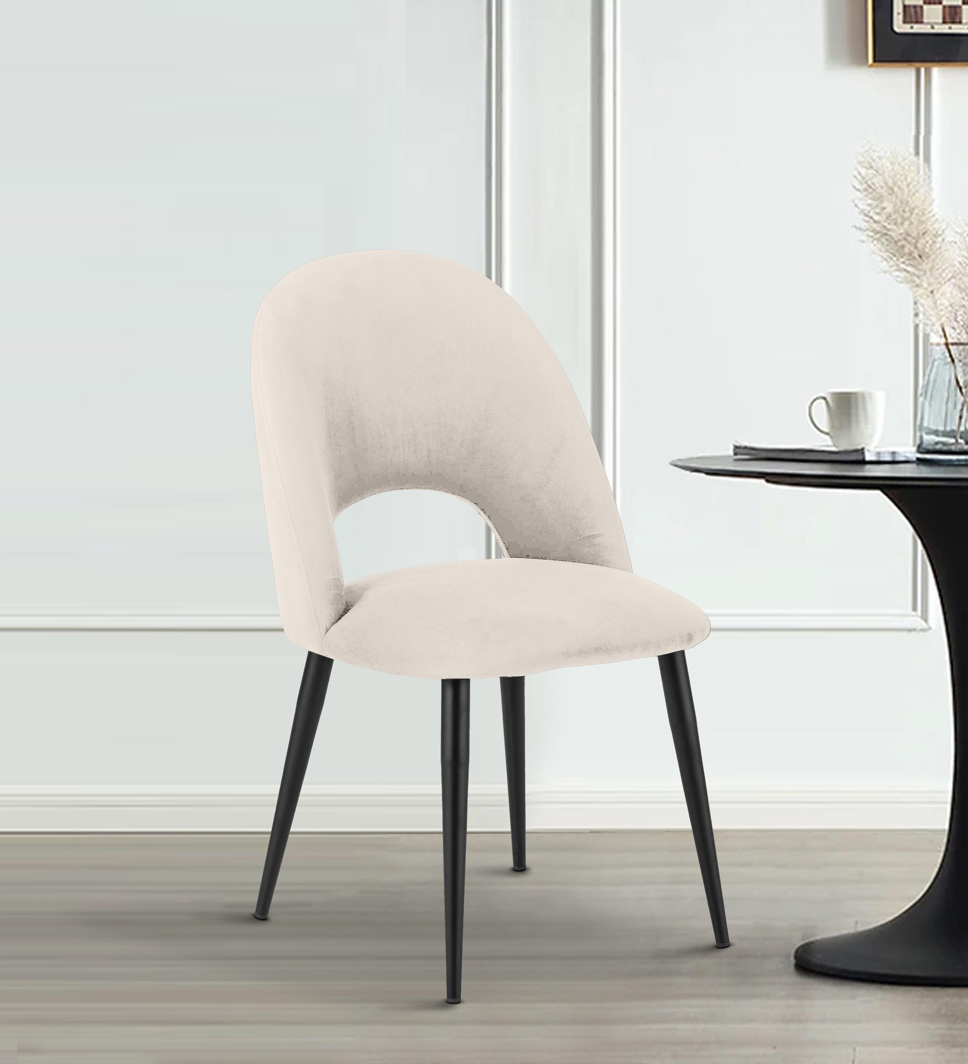 Dining Chair Black Legs With Off White Fabric Finish - WoodenTwist