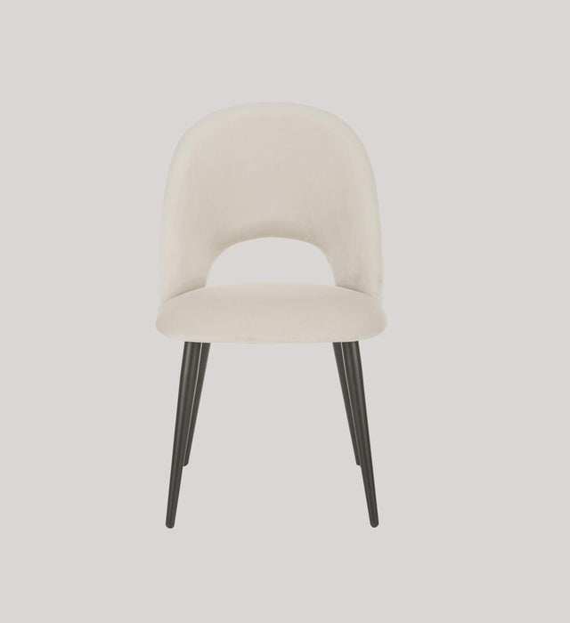 Dining Chair Black Legs With Off White Fabric Finish - WoodenTwist