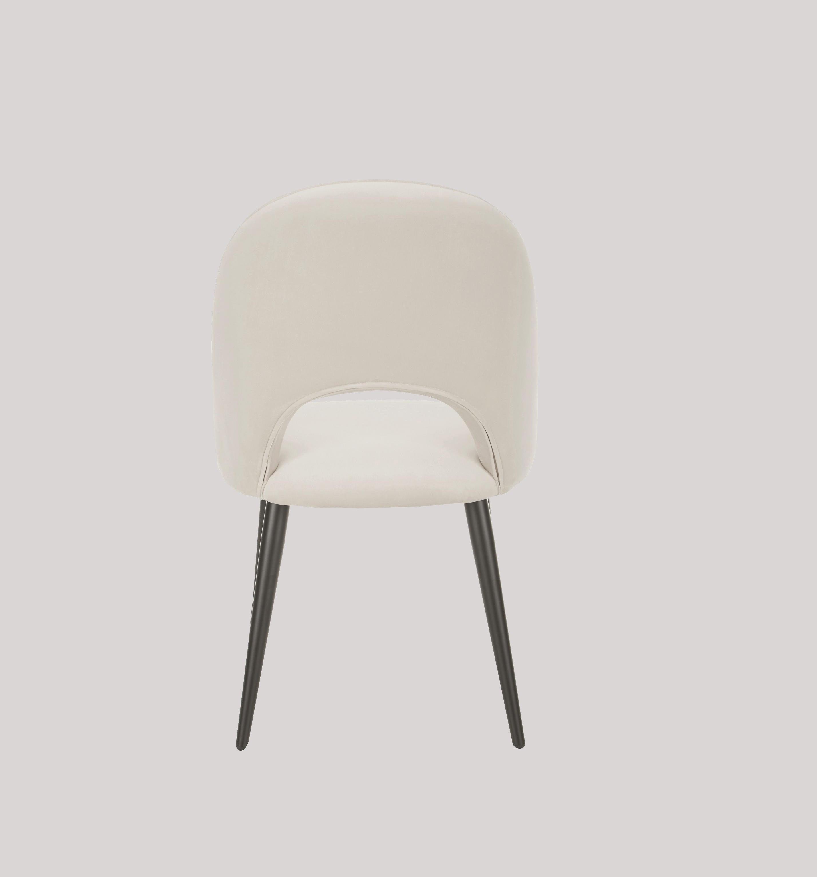 Dining Chair Black Legs With Off White Fabric Finish - WoodenTwist