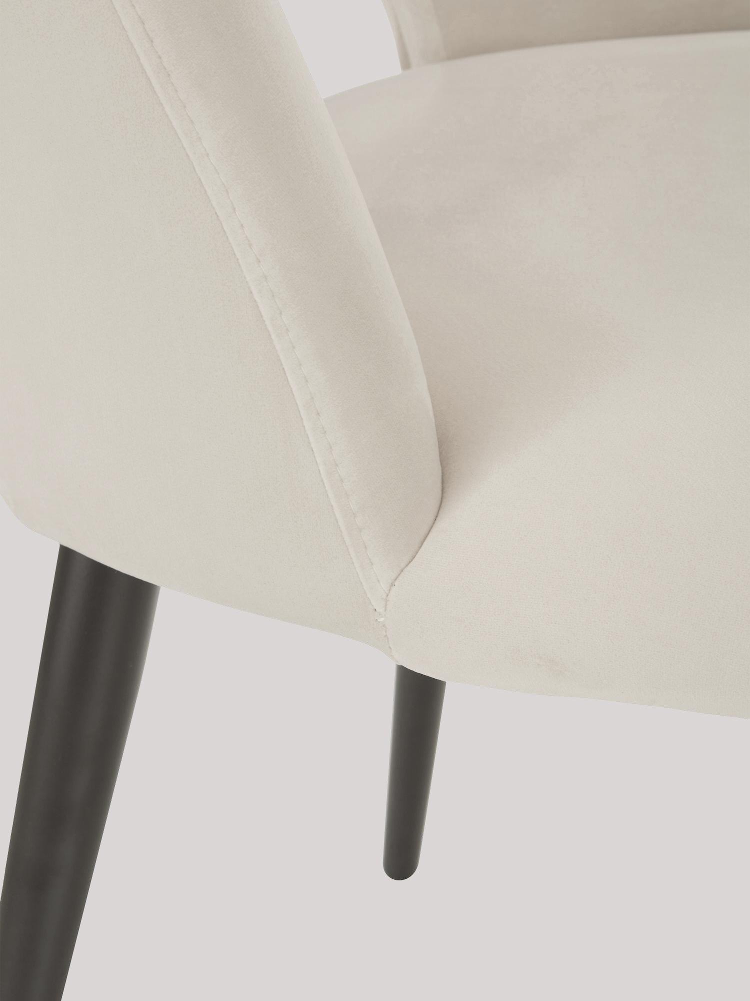 Dining Chair Black Legs With Off White Fabric Finish - WoodenTwist