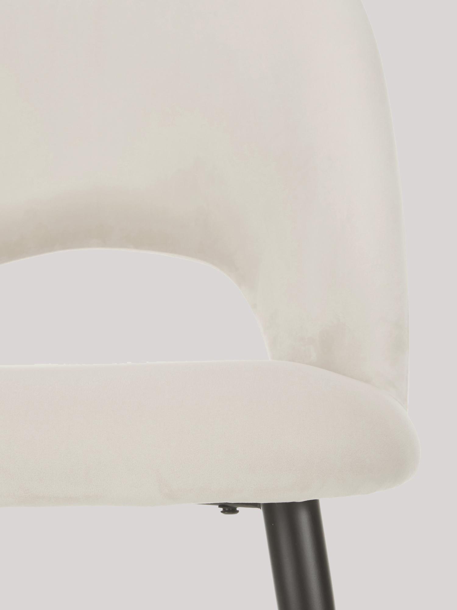 Dining Chair Black Legs With Off White Fabric Finish - WoodenTwist