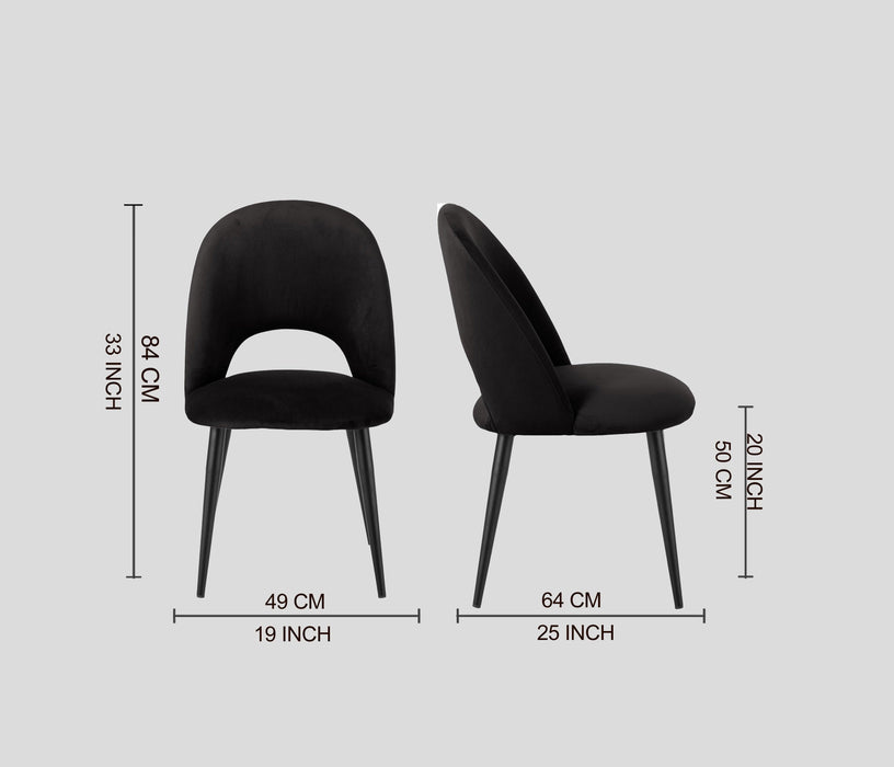 Dining Chair Full Black Fabric Finish - WoodenTwist
