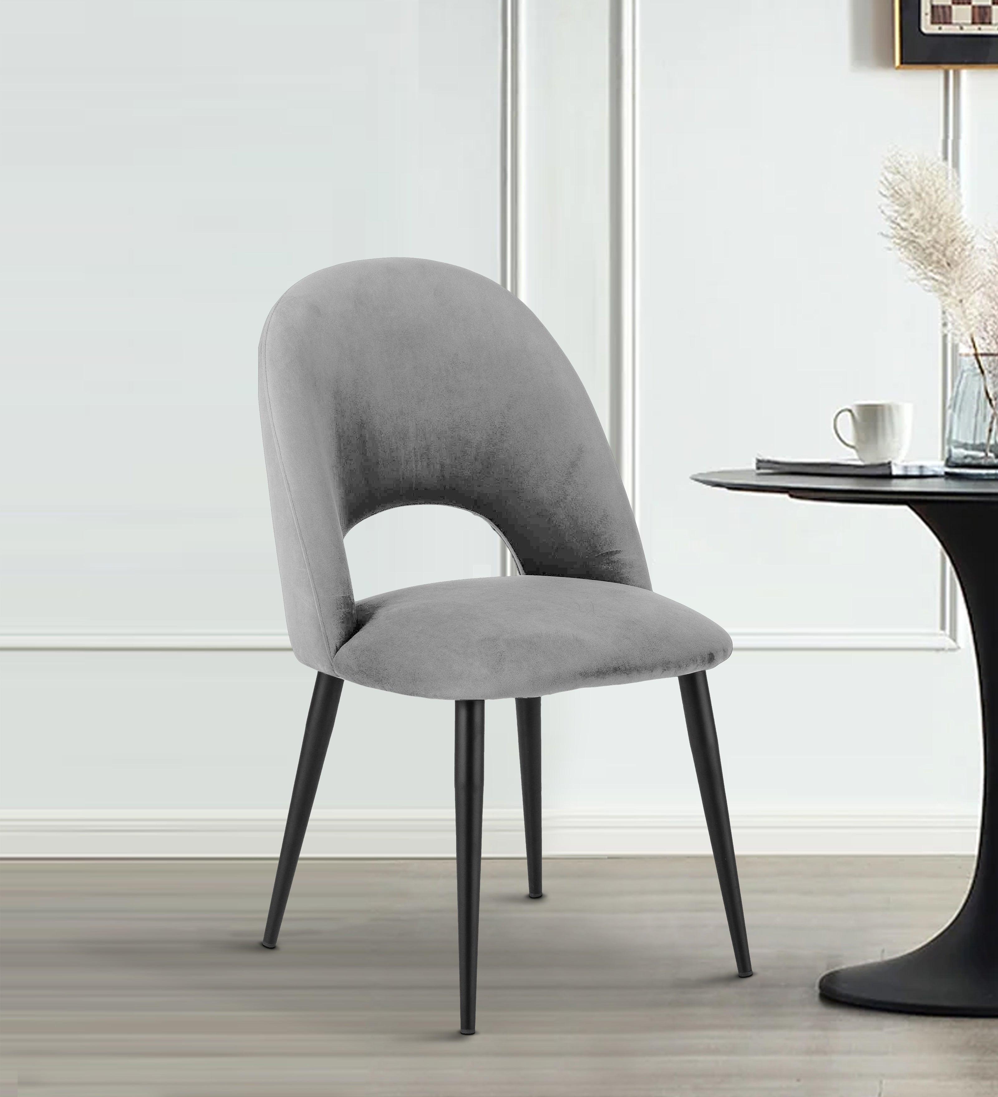 Dining Chair Black Legs With Dark Grey Fabric Finish - WoodenTwist