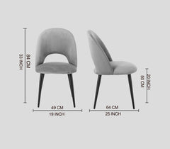 Dining Chair Black Legs With Dark Grey Fabric Finish - WoodenTwist