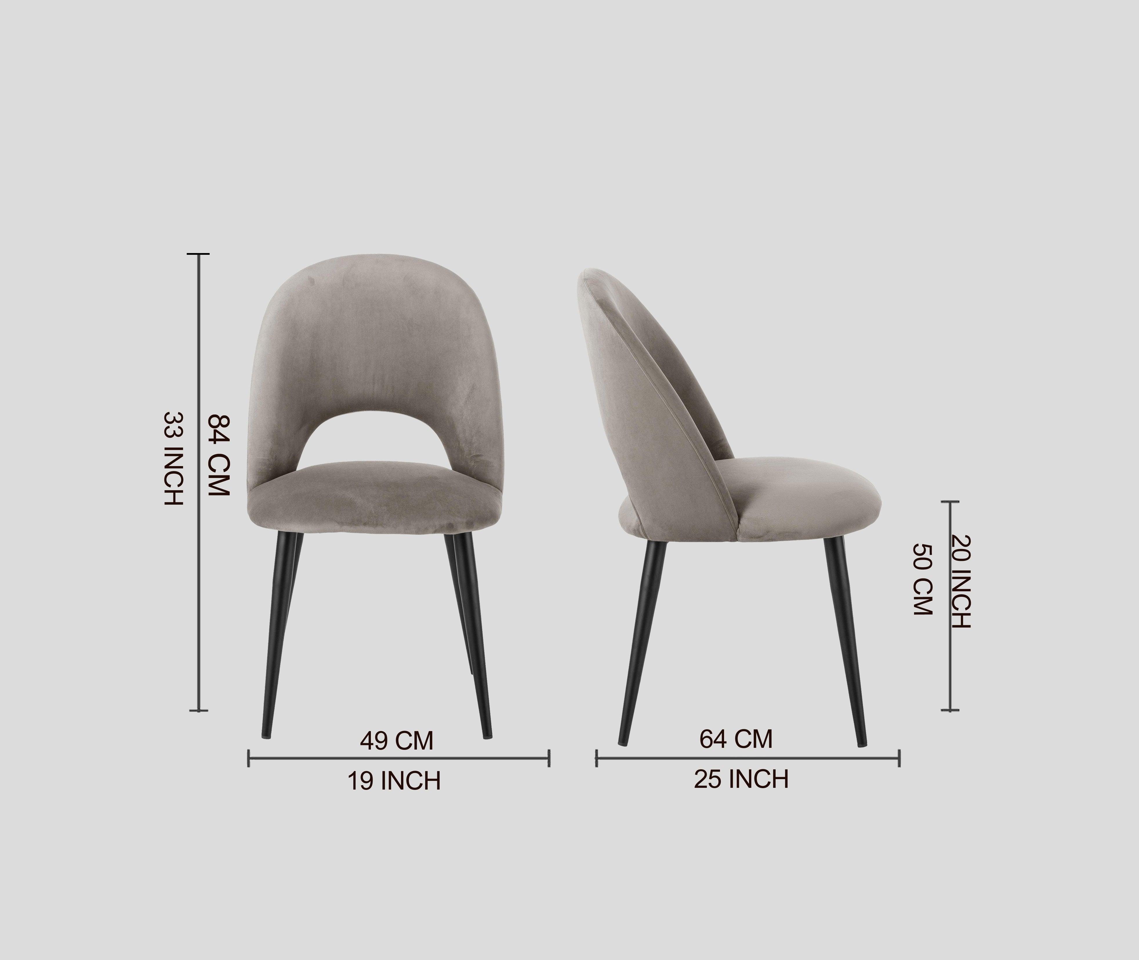 Dining Chair Black With Light Grey Fabric Finish - WoodenTwist