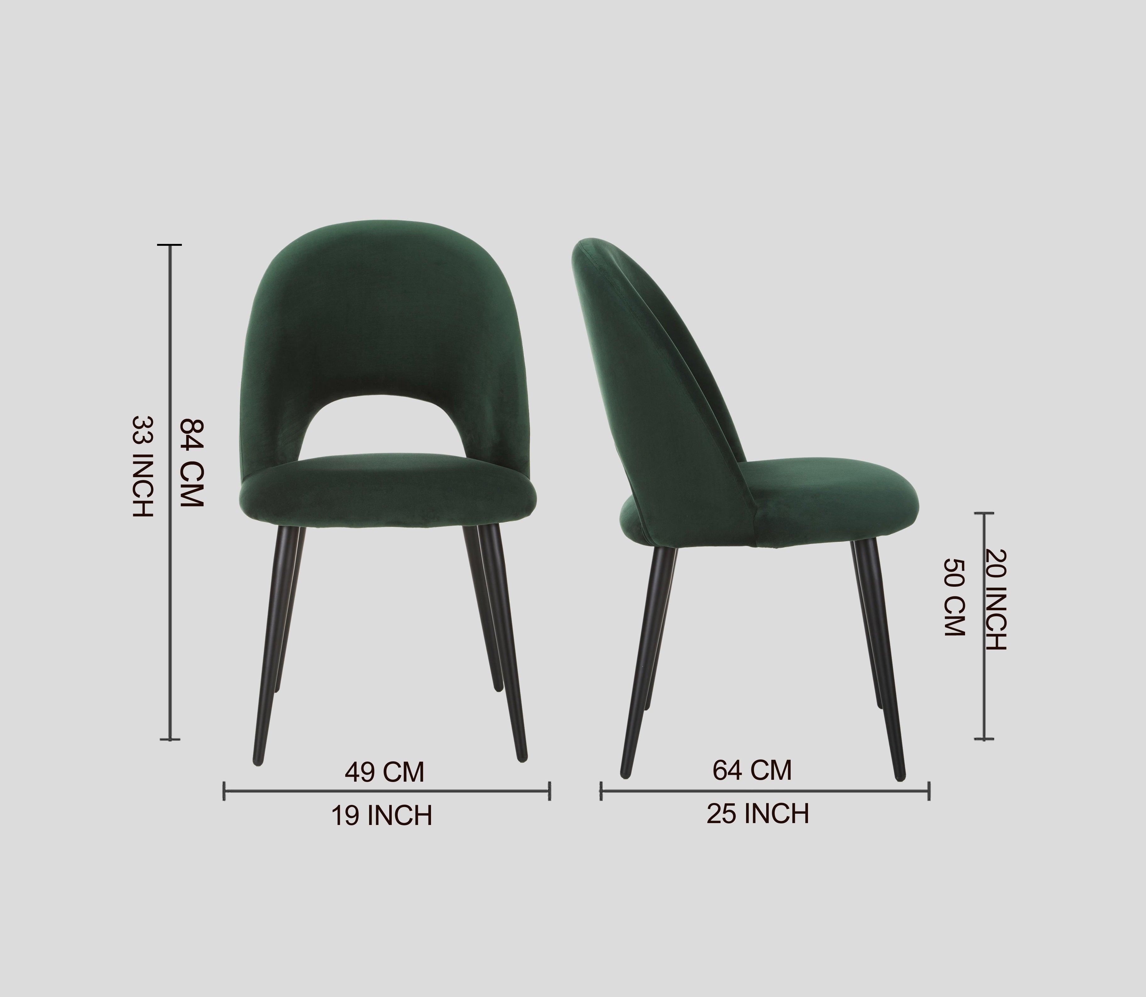 Dining Chair Black With Dark Green Fabric Finish - WoodenTwist