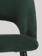 Dining Chair Black With Dark Green Fabric Finish - WoodenTwist